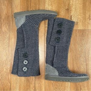 UGG Charcoal Knit Boots with Button Accents